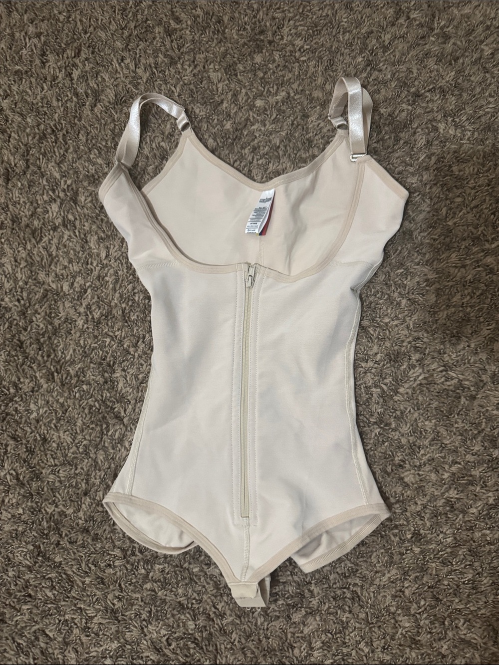 Cream Kids One-Piece Bodysuit with Front Zipper